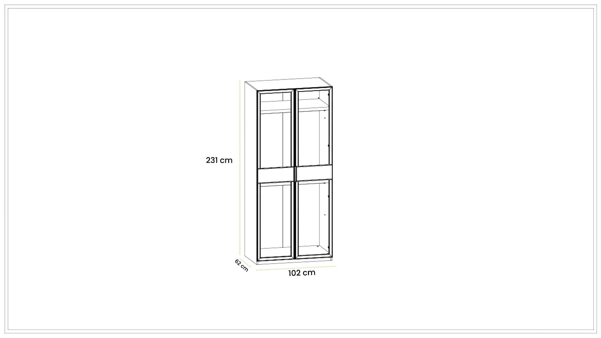 Kaşmir 100 cm V6 Çift Askılıklı Dolap - 4