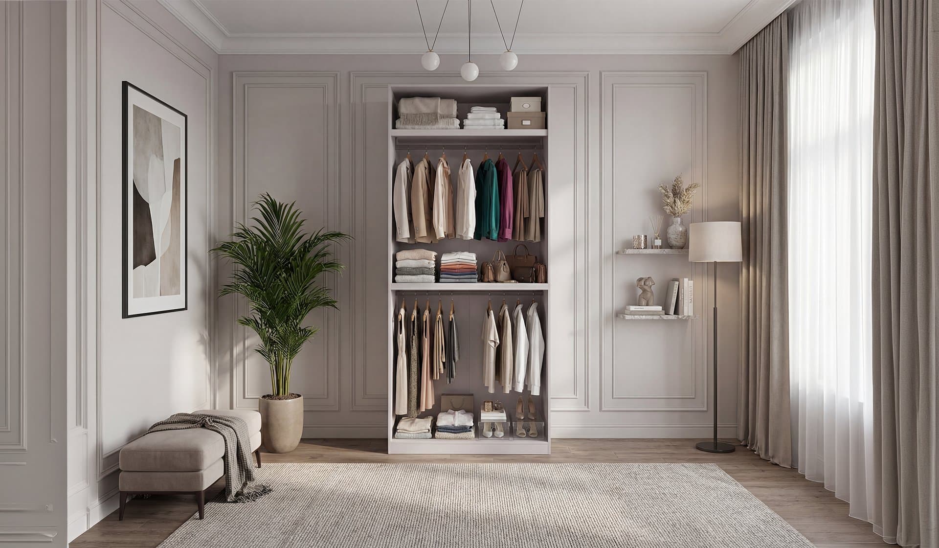 Kaşmir 100 cm V6 Çift Askılıklı Dolap