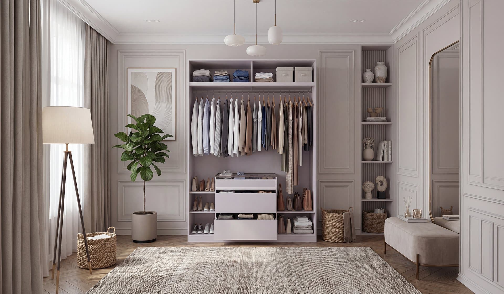 Kaşmir 150 cm Akordiyon Kapaklı Dolap